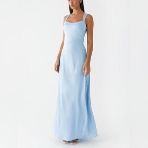 Peppermayo Light Blue Odette Satin Maxi dress